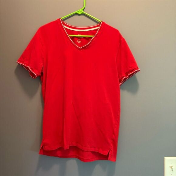 Armani Exchange Men's V-Neck T-Shirt Red Size L Standard Short Sleeve Slim Fit - Picture 1 of 10
